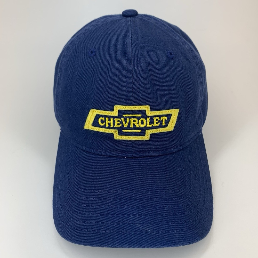 Official GM Chevrolet Hat Blue Yellow Bowtie Logo Adjustable Strap Baseball Cap